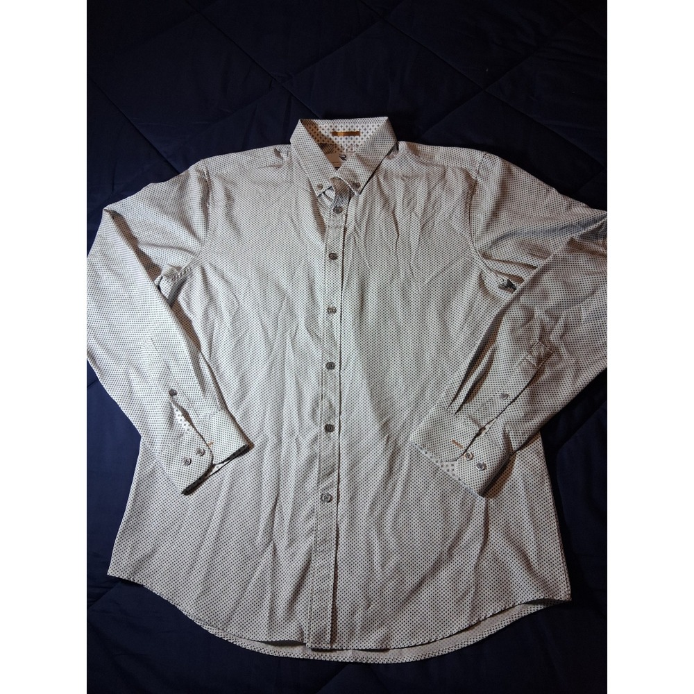 International Report Mens 4 Way Stretch Geometric Print Button Down Shirt Large